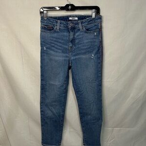 Tommy Jeans High Rise Straight Ankle Jeans Women Size 2 Blue Denim Slimming Tech